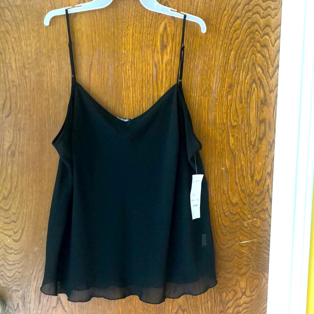 NY Collection-Sheer Black Camisole with adjustable straps. Size 3X